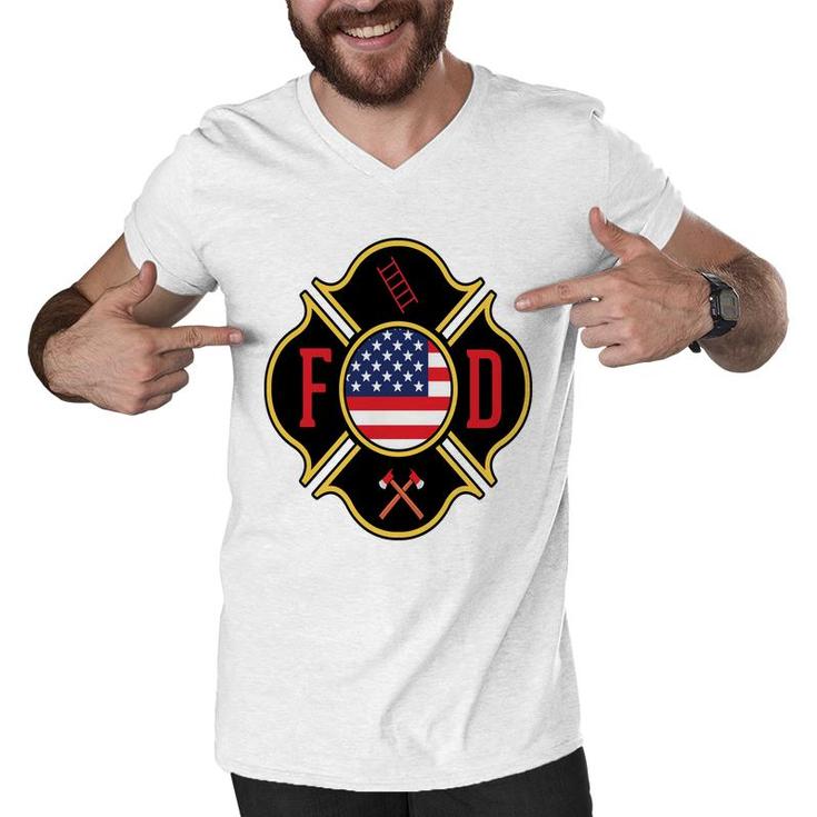 Fd For Life Firefighter Proud Job Men V-Neck Tshirt