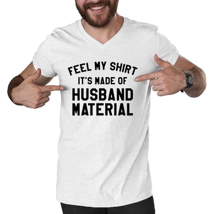 Funny Husband Material Dad Joke  Funny Fathers Day Men V-Neck Tshirt