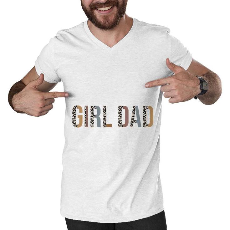 Girl Dad  For Men Leopard Proud Father Of Girl Dad  Men V-Neck Tshirt