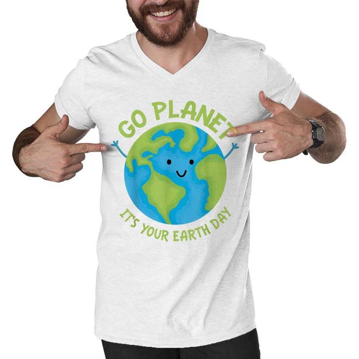 Go Planet Its Your Birthday Kawaii Cute Earth Day Boys Girls  Men V-Neck Tshirt