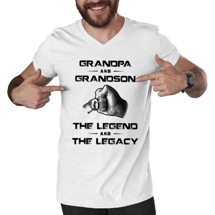 Grandpa And Grandson The Legend And The Legacy Men V-Neck Tshirt