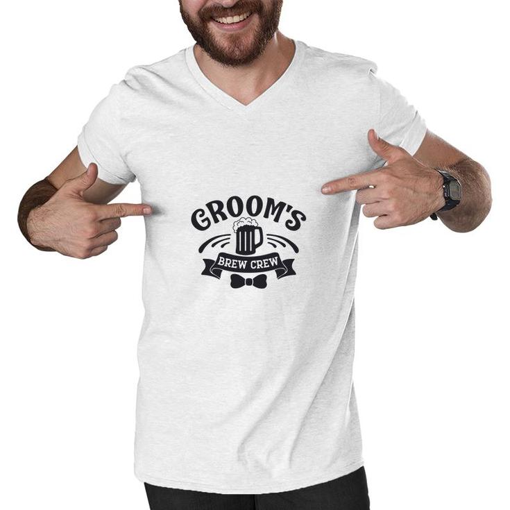Grooms Brew Crew Groom Bachelor Party Great Men V-Neck Tshirt
