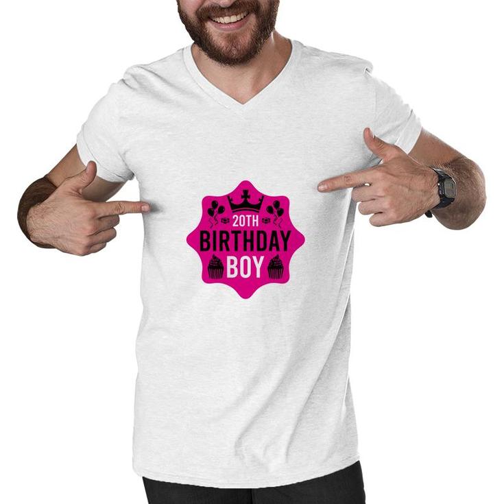 Happy 20Th Birthday Growing Up Boy With Many Gifts Since 2002 Men V-Neck Tshirt
