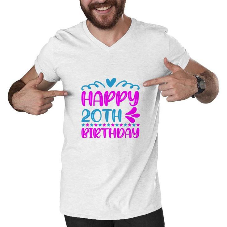 Happy 20Th Birthday With Many Memories Since I Was Born In 2002 Men V-Neck Tshirt