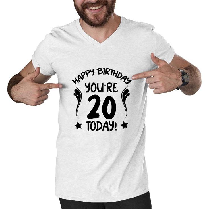 Happy 20Th Birthday You Are Twenty Years Old Since 2002 Men V-Neck Tshirt