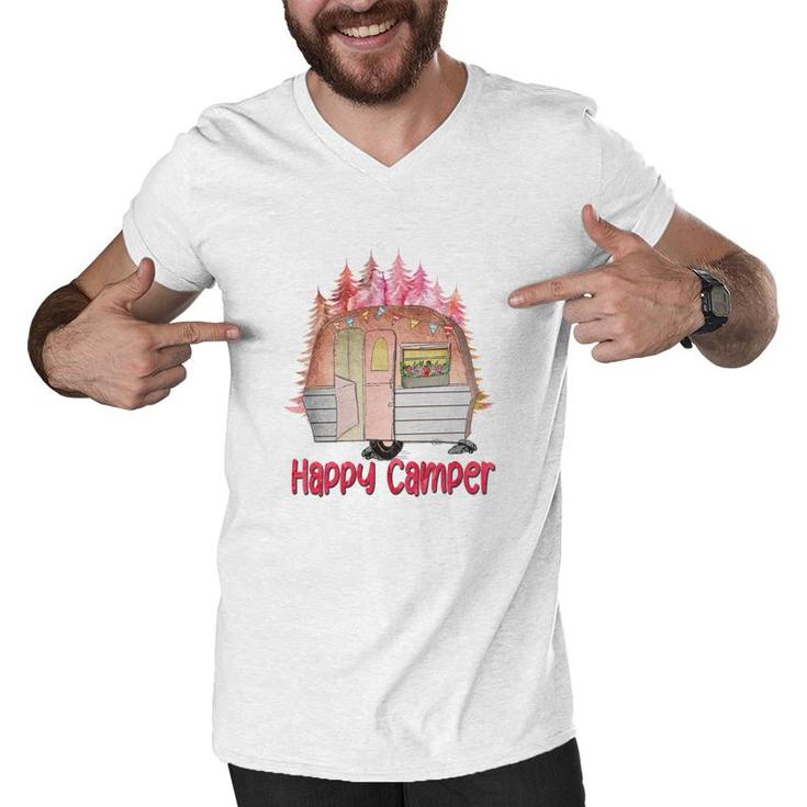 Happy Camper Freedom Soul Colorful Camp Life Design Men V-Neck Tshirt