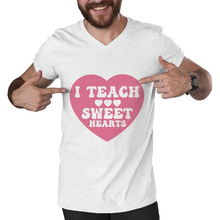 I Teacher Sweet Hearts Pink Great Graphic Men V-Neck Tshirt