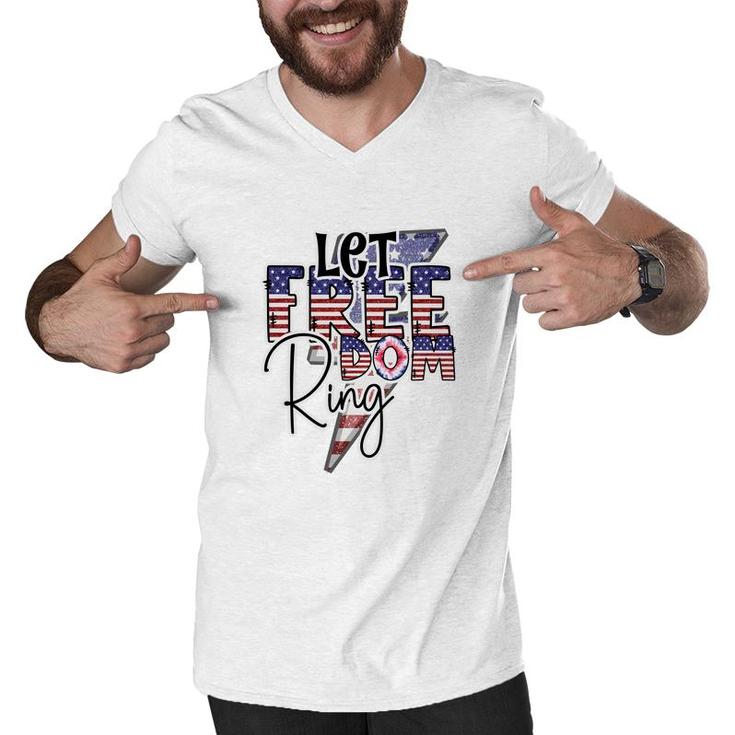 Let Freedom Ring  July Independence Day Usa 2022 Men V-Neck Tshirt