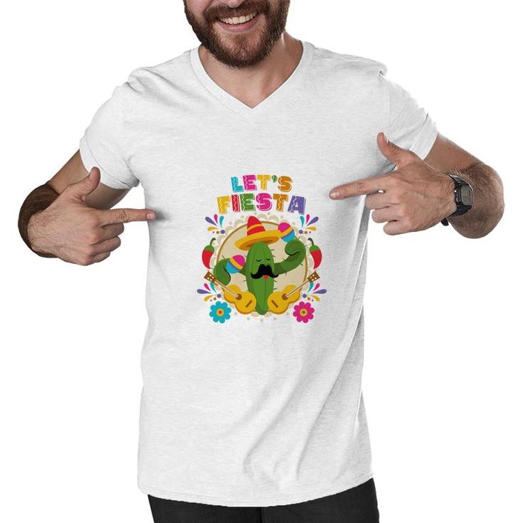 Lets Fiesta Catus Decoration Gift For Human Men V-Neck Tshirt