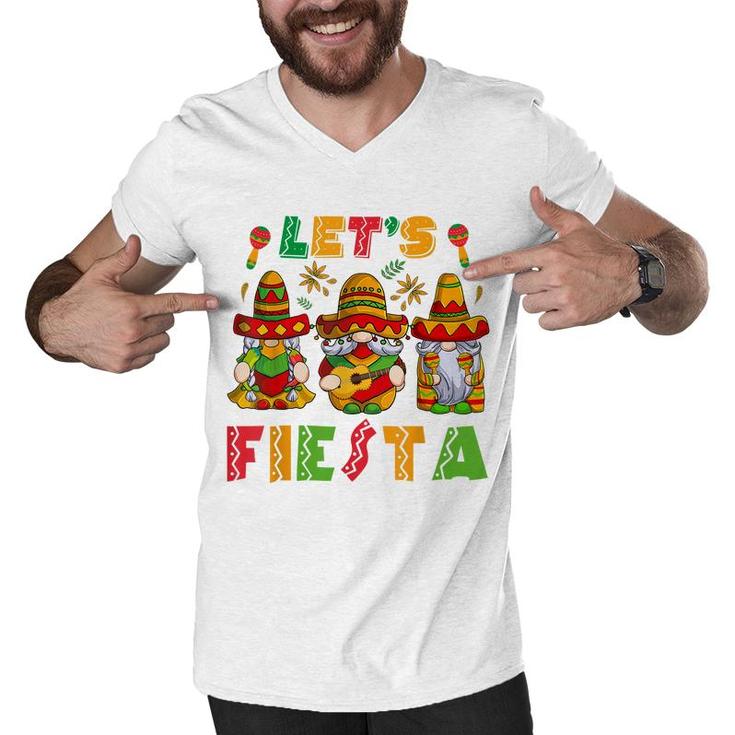 Lets Fiesta Cinco De Mayo Latin Gnomes Mexican Party Poncho Men V-Neck Tshirt