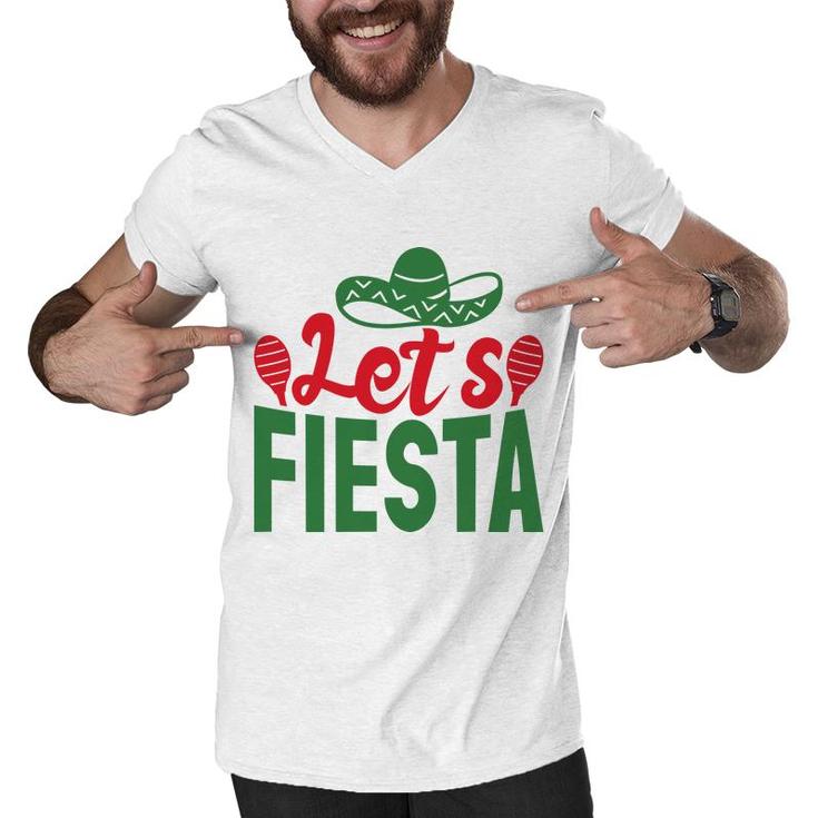 Lets Fiesta Colorful Decoration Gift For Human Red Green Men V-Neck Tshirt