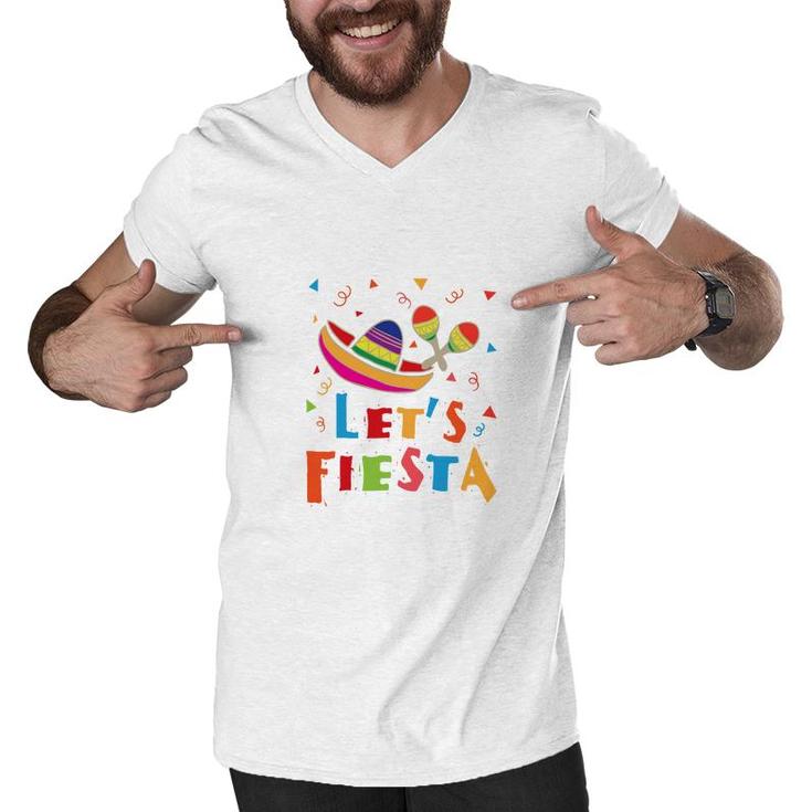 Lets Fiesta Colorful Great Decoration Gift For Human Men V-Neck Tshirt