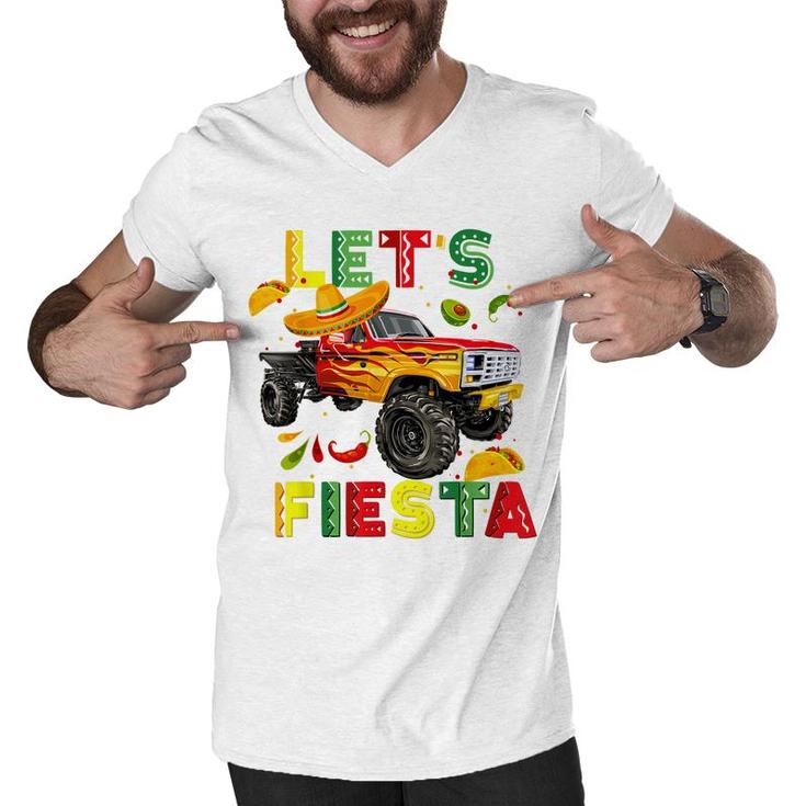 Lets Fiesta Monster Truck Happy Cinco De Mayo Costume  Men V-Neck Tshirt
