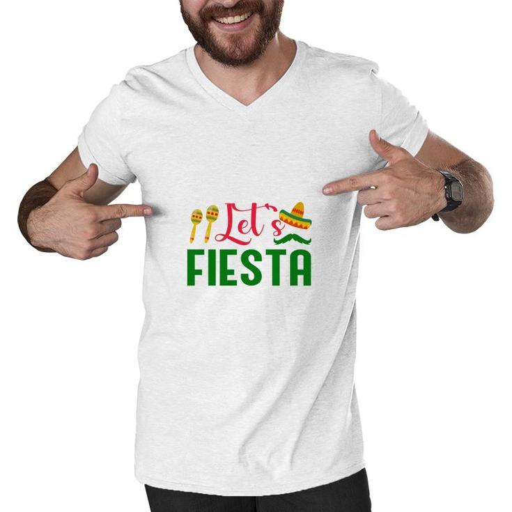 Lets Fiesta Red Green Decoration Gift For Human Men V-Neck Tshirt