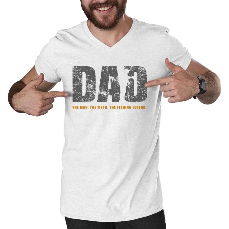 Mens Fishing Dad Fishing Lover Gift Men V-Neck Tshirt