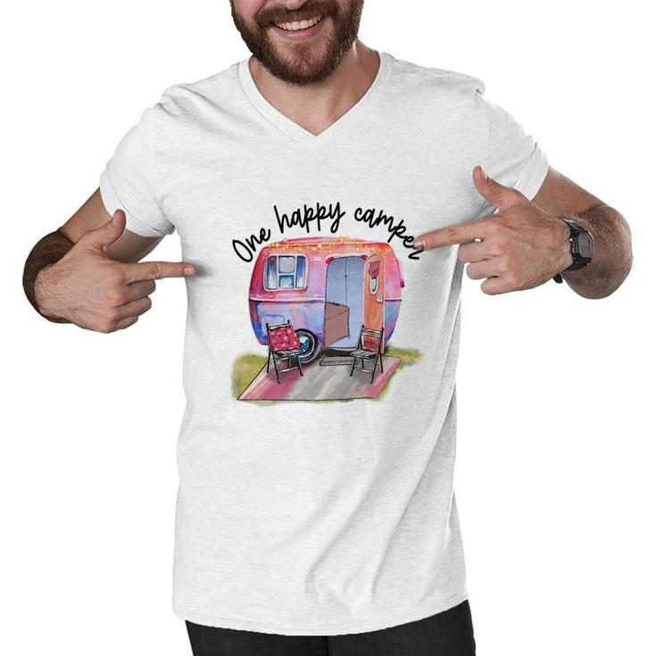 One Happy Camper One Happt Person Camp Life Custom Men V-Neck Tshirt