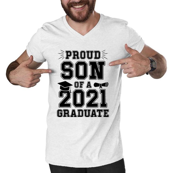 Proud Son Of A 2021 Graduate School Graduation Mom Dad Grad Men V-Neck Tshirt