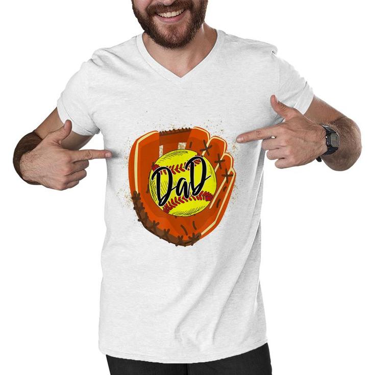 Softball Dad Glove Funny Fathers Day 2022 Cut Softball Dad  Men V-Neck Tshirt