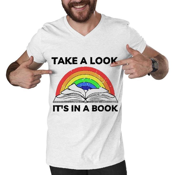 Take A Look Its In A Book Funny New Trend 2022 Men V-Neck Tshirt
