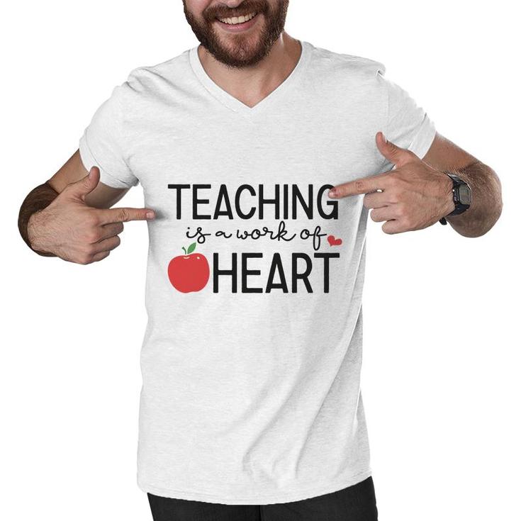 Teacher Teaching Is A Work Of Apple Heart Men V-Neck Tshirt