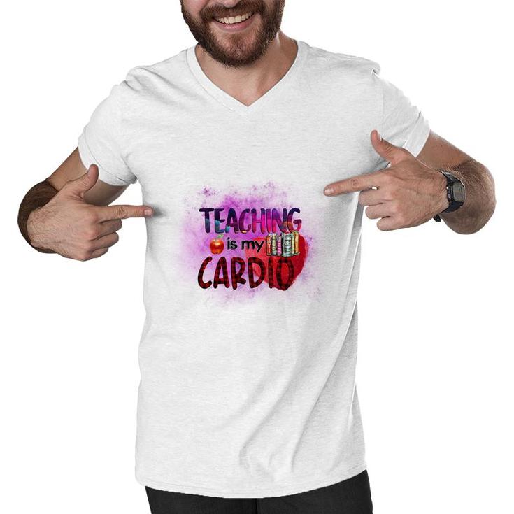 Teaching Is My Cardio Teacher Red Decoration Men V-Neck Tshirt