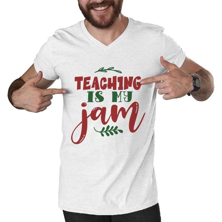 Teaching Is My Jam Teacher Red And Green Men V-Neck Tshirt