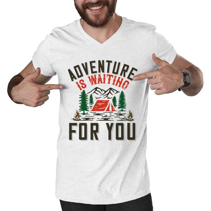Travel Lover Says Adventure Is Waiting For You To Explore Men V-Neck Tshirt