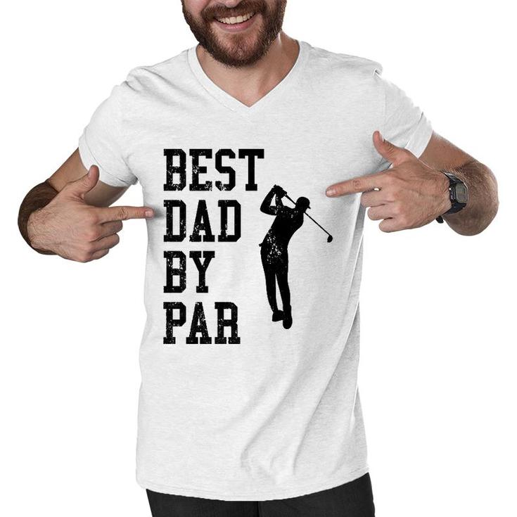 Vintage Best Dad By Par Golf Lovers Golfers  Men V-Neck Tshirt
