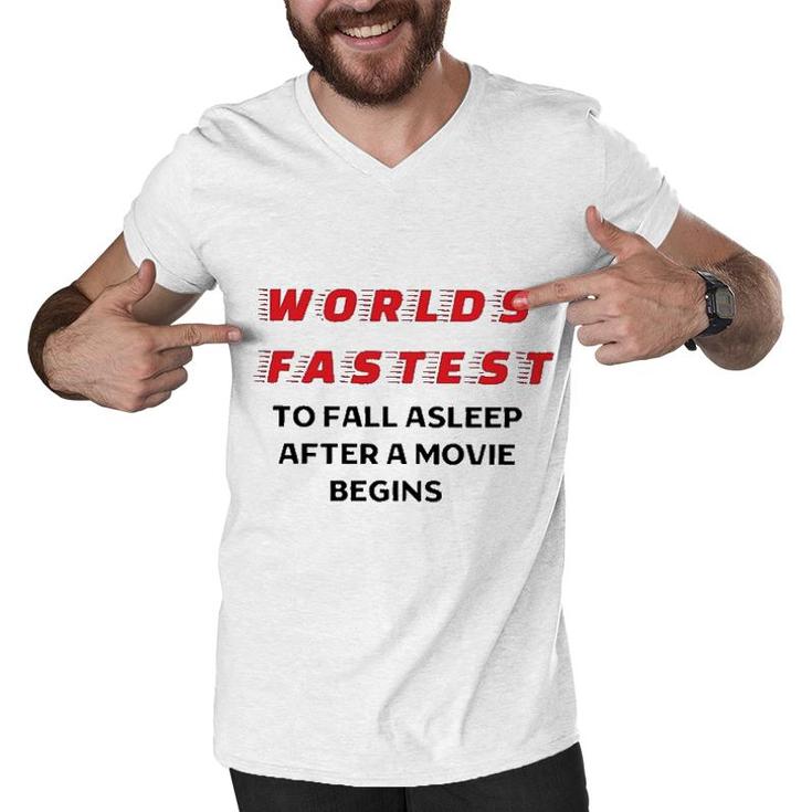 Worlds Fastest To Fall Asleep After A Begins 2022 Trend Men V-Neck Tshirt