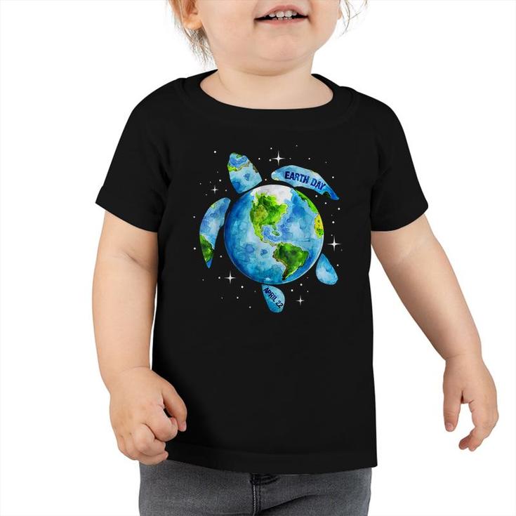 Earth Day 2022 Restore Earth Sea Turtle Art Save The Planet  Toddler Tshirt