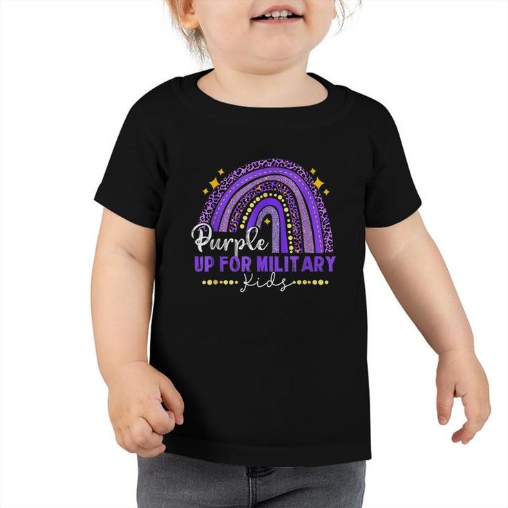 Funny Rainbow Purple Up For Military Kids Month Ribbon  Toddler Tshirt
