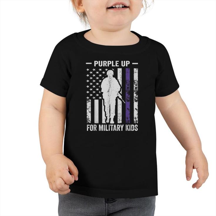 I Purple Up For Military Kids Soldier Strong Month  Toddler Tshirt