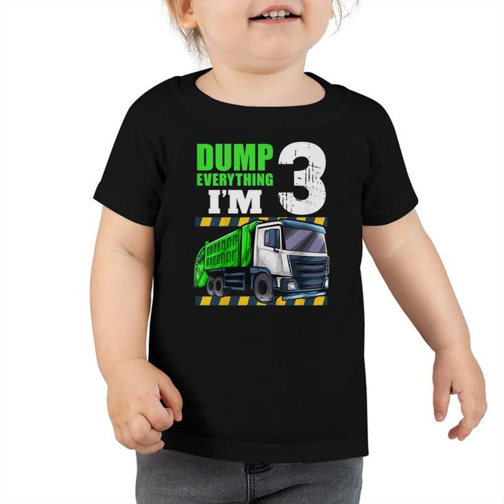 Kids Garbage Truck 3Rd Birthday Boy 3 Year Old Three Toddler  Toddler Tshirt