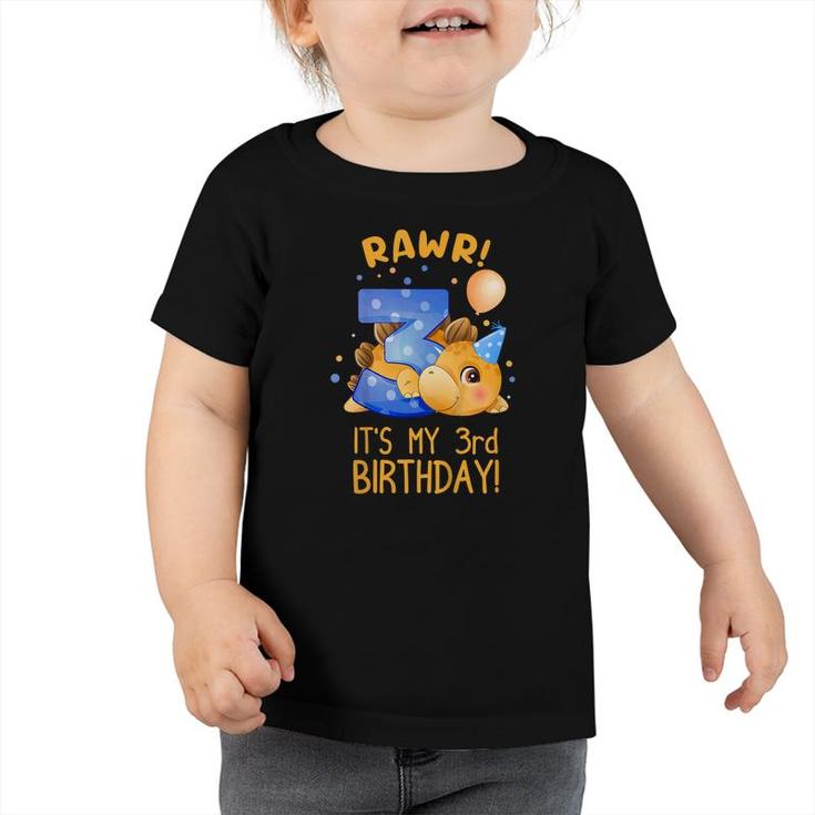 Kids Its My 3Rd Birthday 3 Years Old 3Rd Birthday Dinosaur Toddler Tshirt