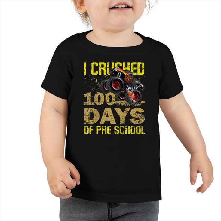 Kids Kids I Crushed 100 Days Of Preschool Monster Truck Boys  Toddler Tshirt