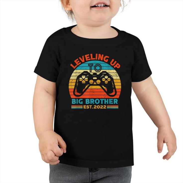 Promoted To Big Bro 2022 Vintage Leveled Up To Big Brother  Toddler Tshirt