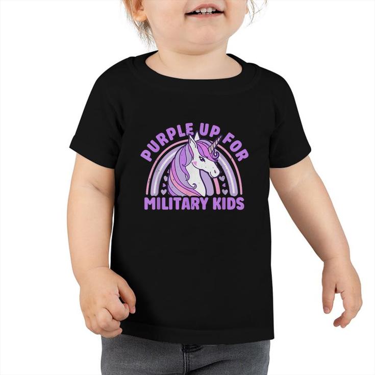 Purple Up For Military Kids Military Child Month Unicorn  Toddler Tshirt