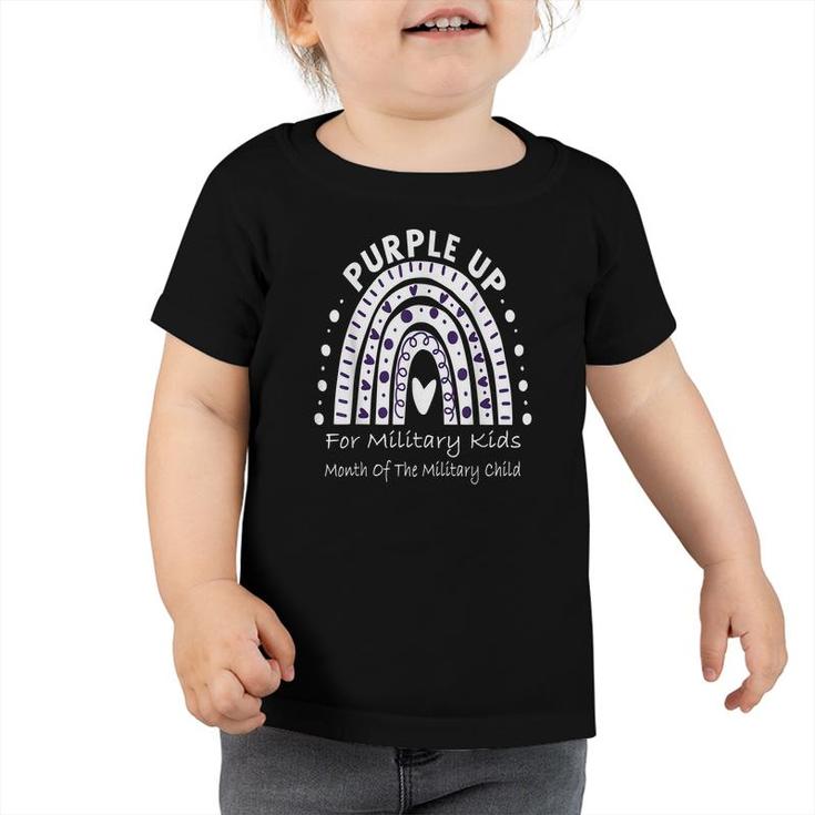 Purple Up For Military Kids Month Military Child Rainbow  Toddler Tshirt