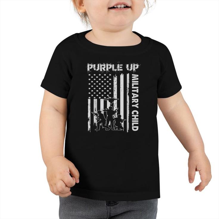 Purple Up For Military Kids Month Of Military Child Flag  Toddler Tshirt