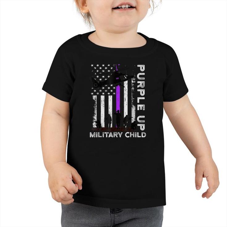 Purple Up Military Kids Military Child Month Us Flag  Toddler Tshirt