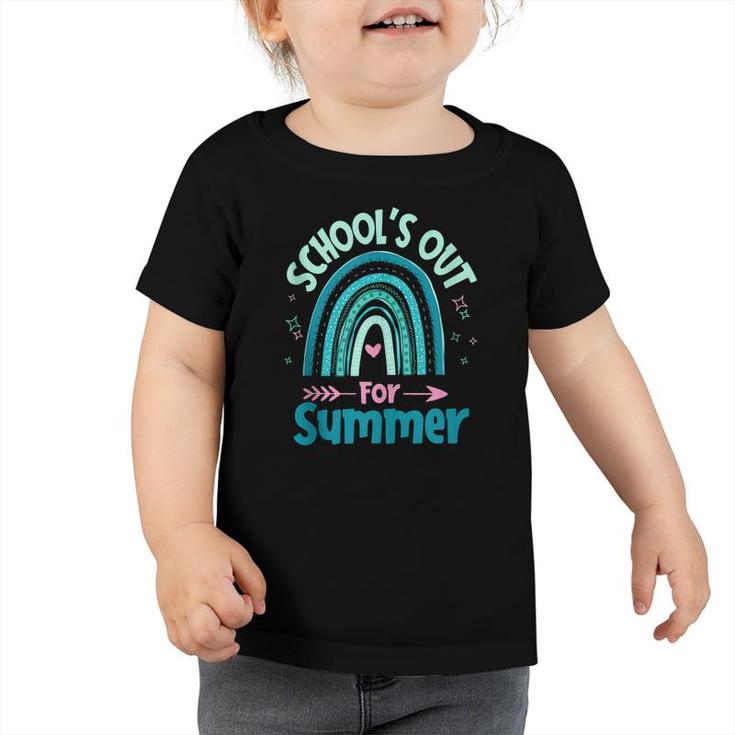 Schools Out For Summer Boho Rainbow Happy Last Day Of School  Toddler Tshirt