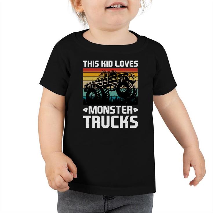 This Kid Is Boy Who Loves Flexible Monster Trucks Toddler Tshirt