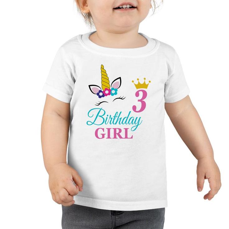 Congratuations 3Rd Birthday Beautiful Unicorn Girl Toddler Tshirt