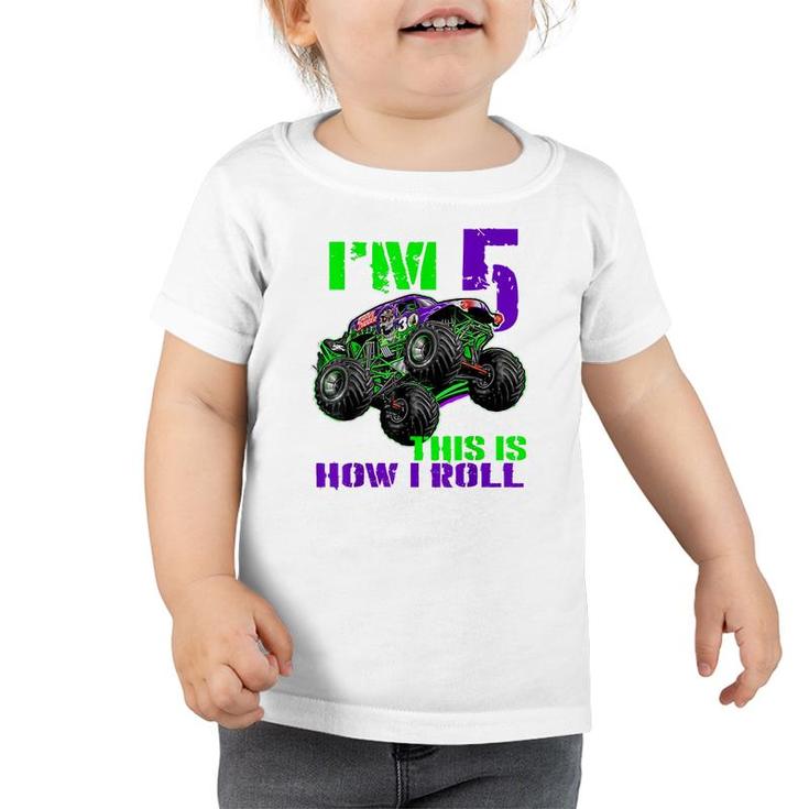 Monster Trucks Are My Jam 5Th Birthday Boy 5 Years Old Bday  Toddler Tshirt