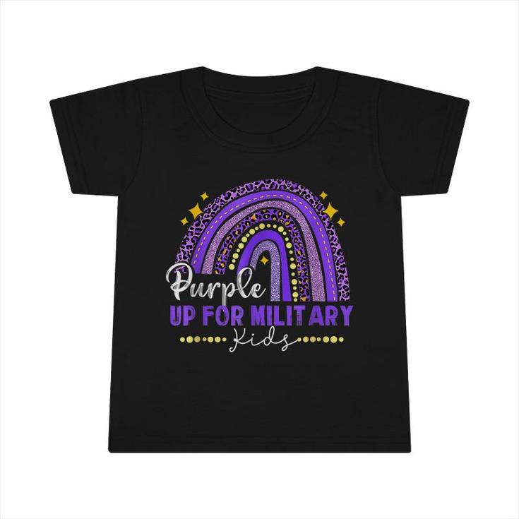 Funny Rainbow Purple Up For Military Kids Month Ribbon  Infant Tshirt