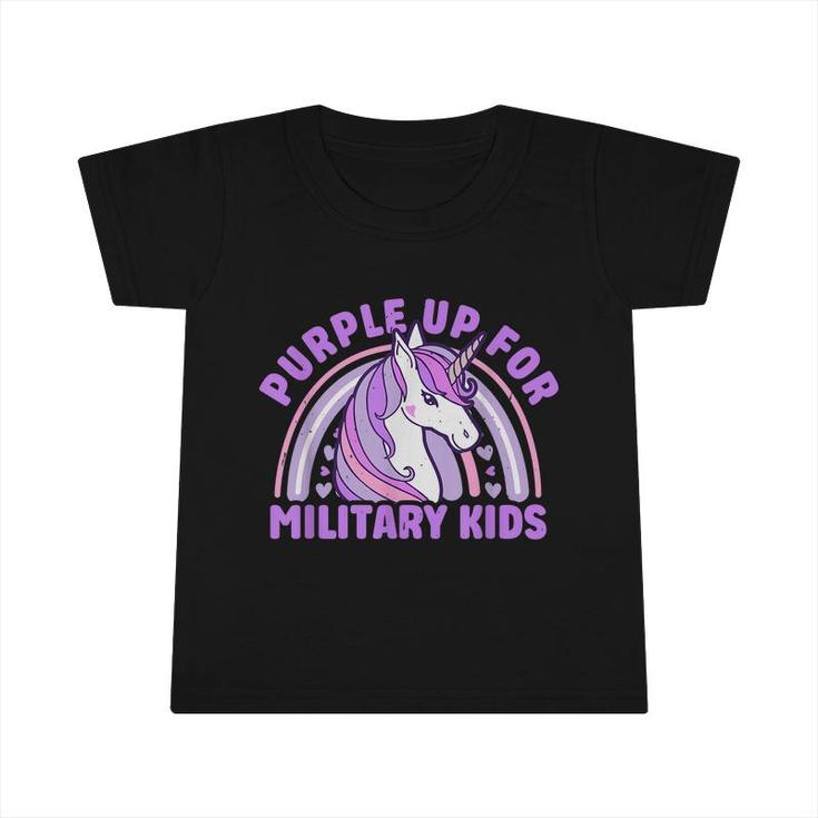 Purple Up For Military Kids Military Child Month Unicorn  Infant Tshirt