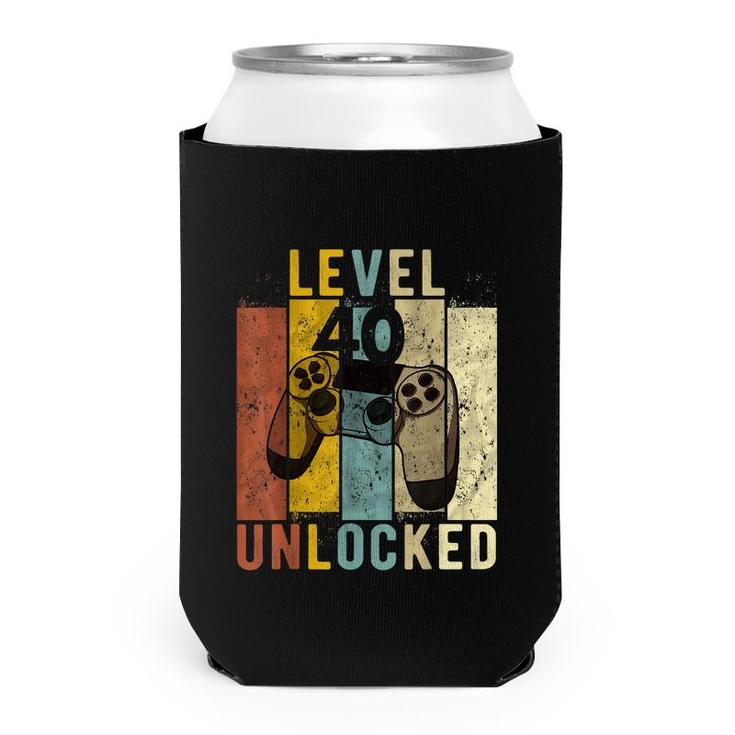 Mens 40Th Birthday Level 40 Unlocked Video Gamer Gift  Can Cooler