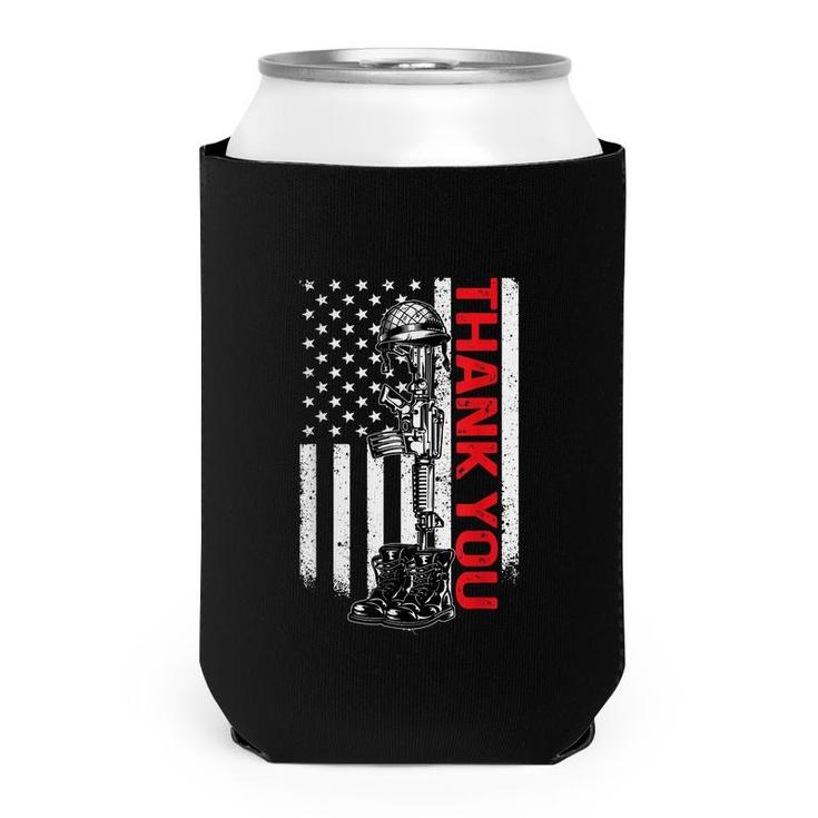 Thank You Flag Veterans 4Th July Memorial Day  Can Cooler