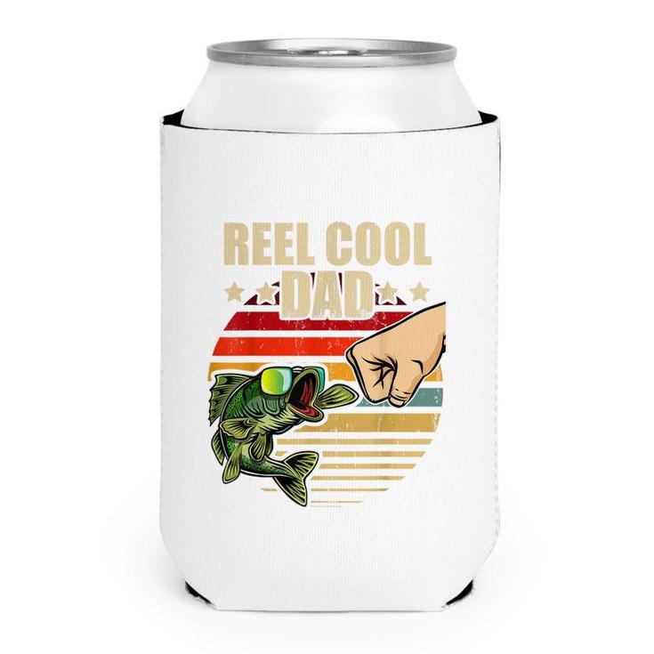 Mens Reel Cool Dad Retro Fishing Fathers Day Gift Fist Bump  Can Cooler