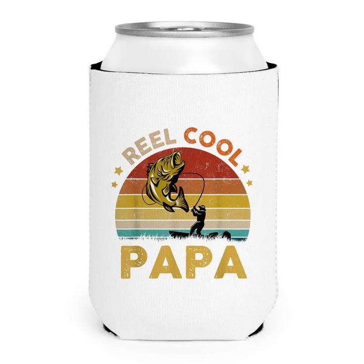 Mens Reel Cool Papa Fisherman Dad Papa Fathers Day Fishing  Can Cooler